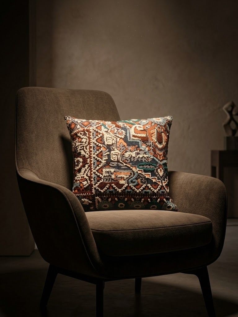 Artisan Heritage: Hand - Tufted Geometric Mosaic Premium Cushion – Luxury Multi - Textured Kilim Style Accent Pillow - ruggybuggy