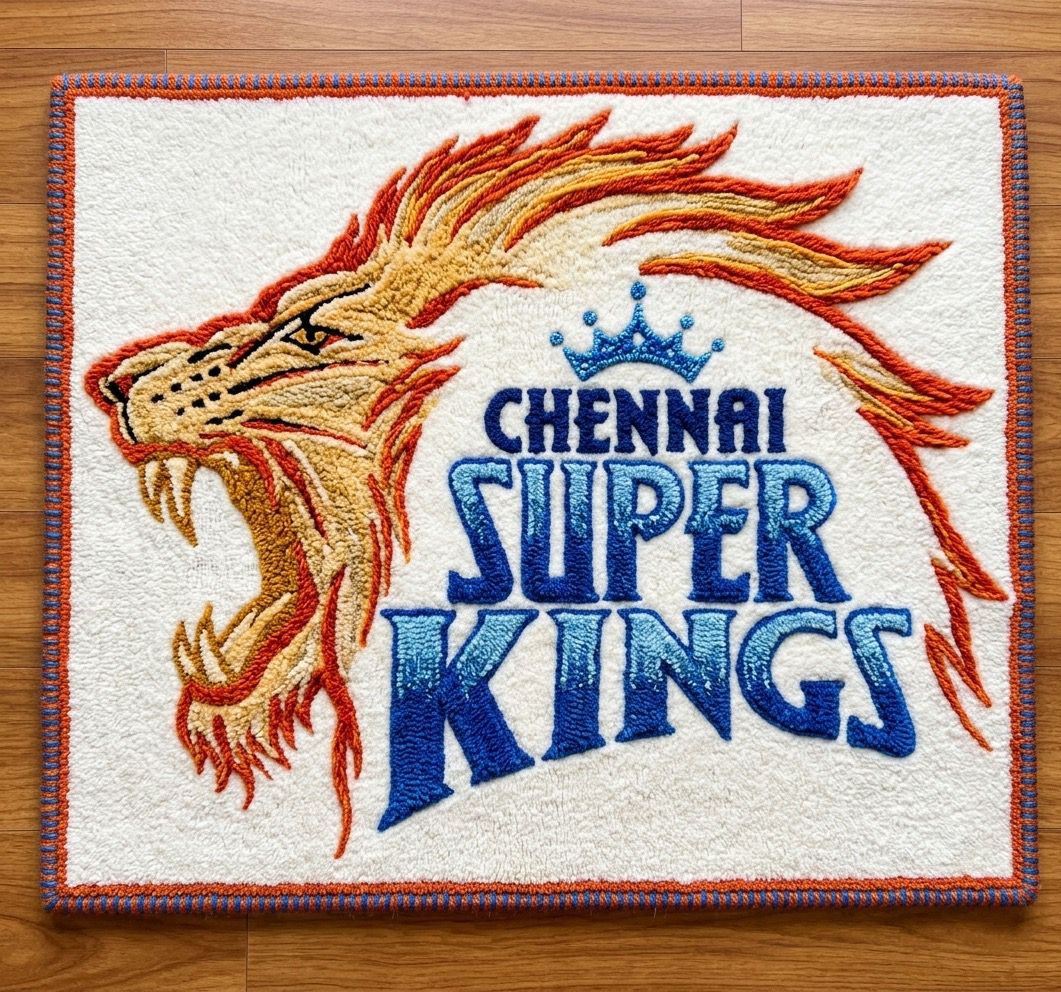 Chennai supar kings Official Hand - tufted Rugs - ruggybuggy