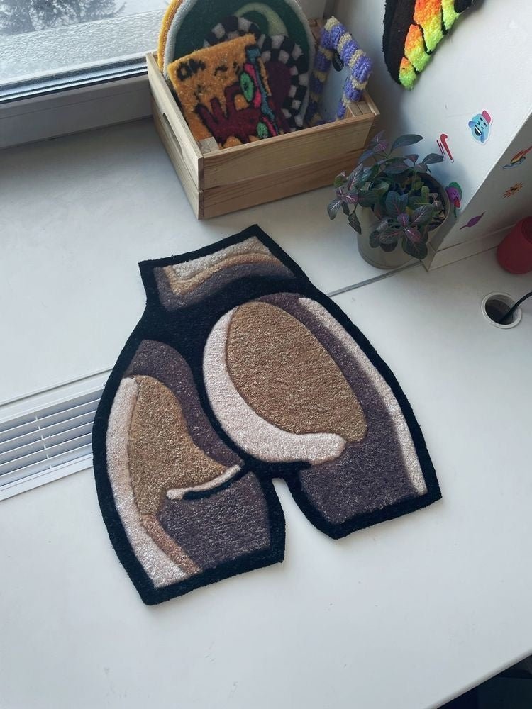 Handcrafted "Cheeky" Silhouette Premium Rug – Bold Aesthetic Anime Art Decor - ruggybuggy