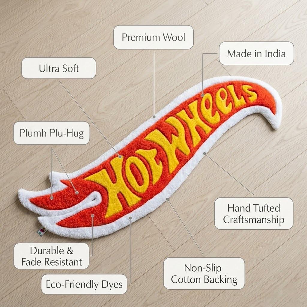 Handcrafted Hot Wheels Premium Custom Rug - ruggybuggy