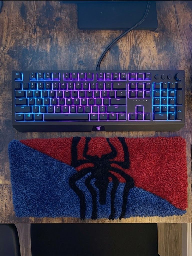 Handcrafted Spider - Man vs. Venom Keyboard Wrist Rest Rug | Premium Tufted Desk Decor | Custom Superhero Anime Rugs - ruggybuggy
