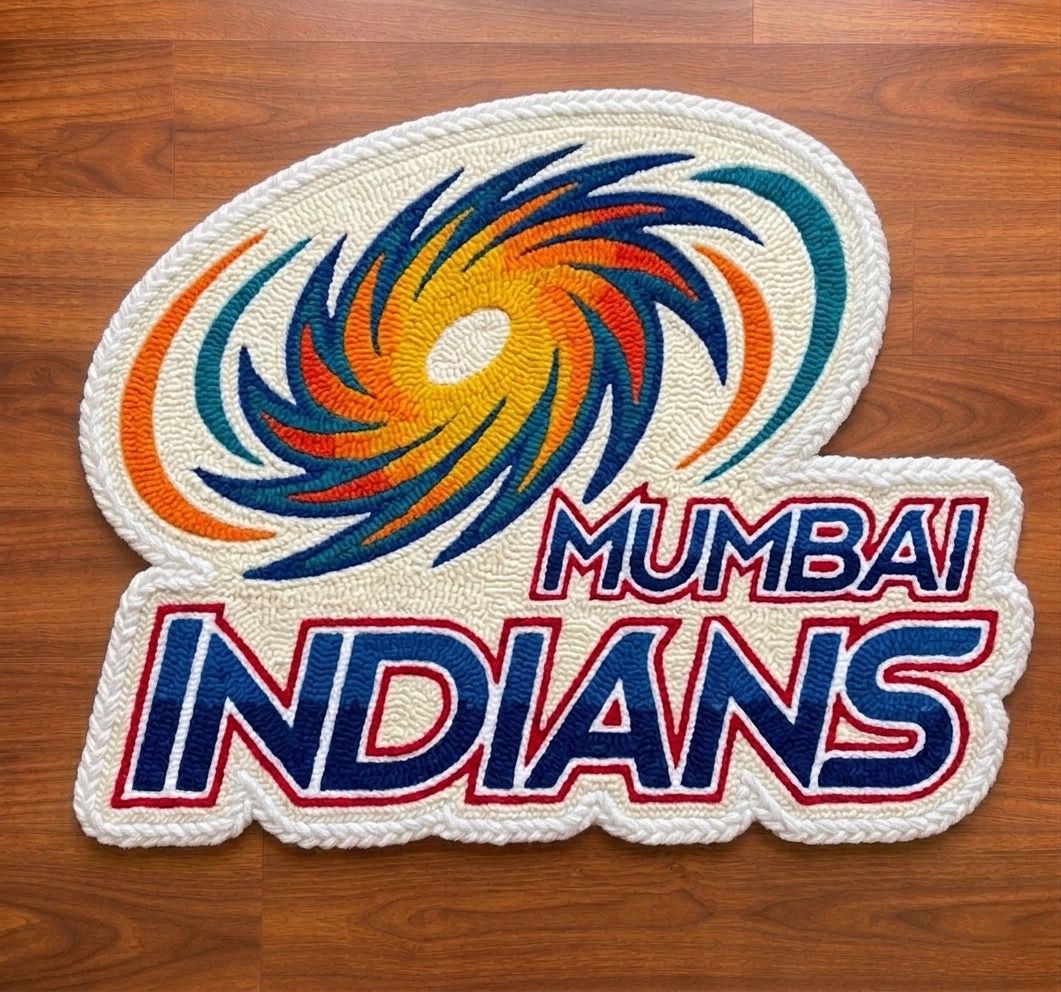 Mumbai Indian Official Hand - tufted Rugs - ruggybuggy