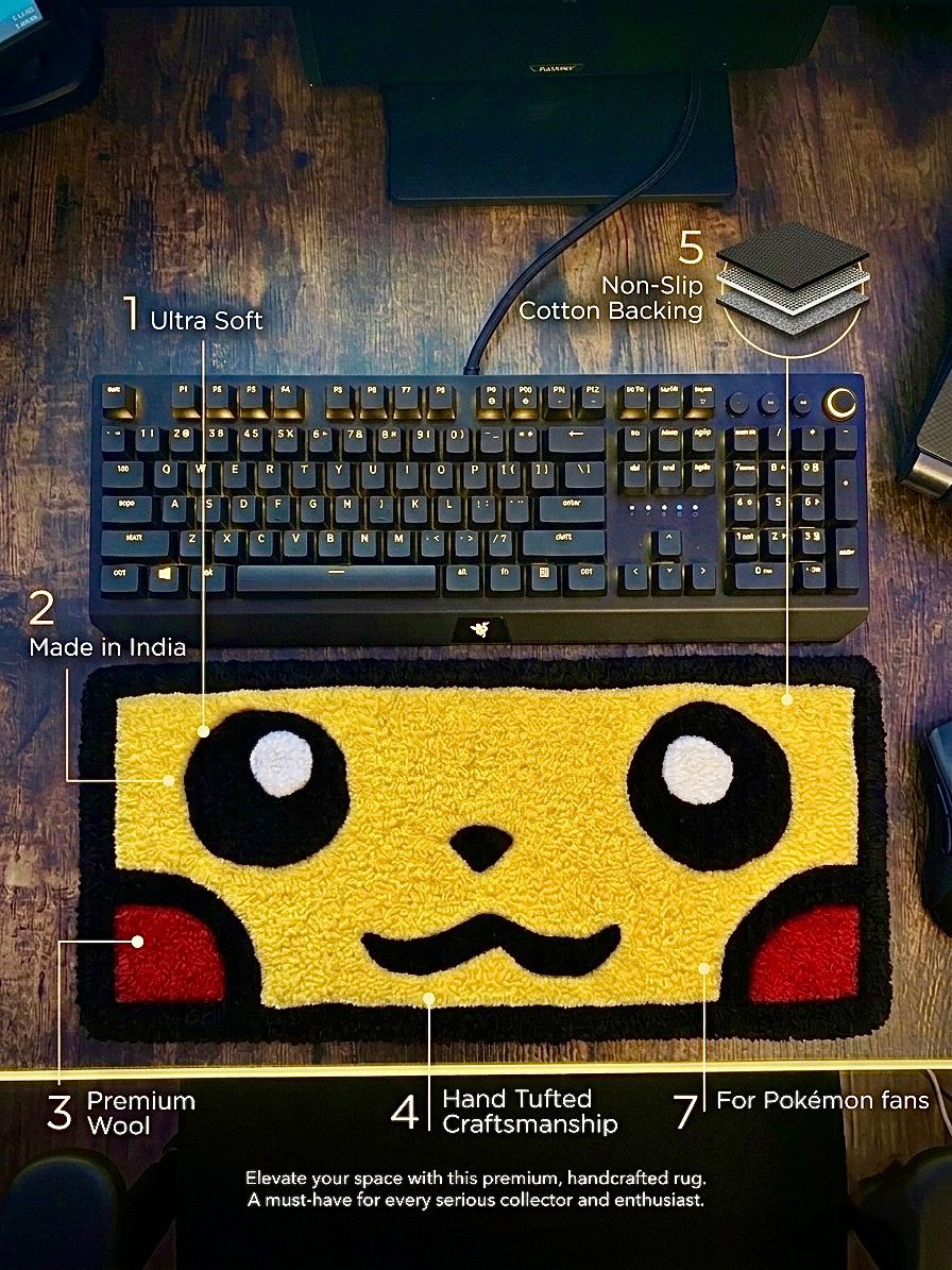 Pikachu Face Keyboard Rug - ruggybuggy