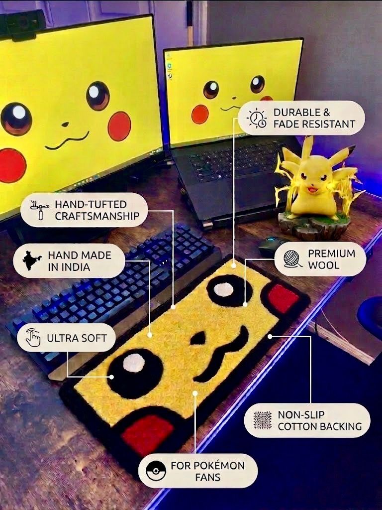 Pikachu Face Keyboard Rug - ruggybuggy