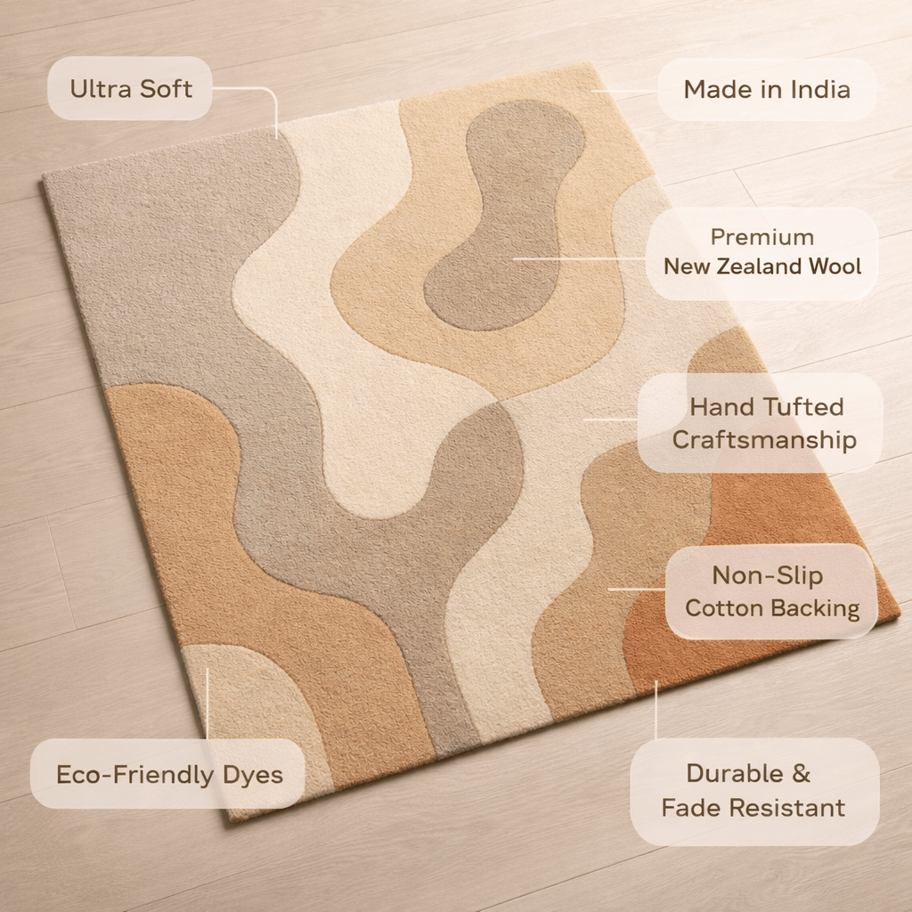 Premium Abstract Wave Rug – Handcrafted Modern Designer Floor Rug for Elegant Interiors - ruggybuggy