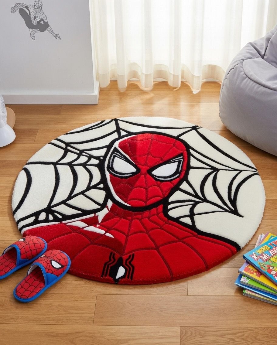Premium Spiderman Anime Rug – Handcrafted Round Superhero Rug - ruggybuggy