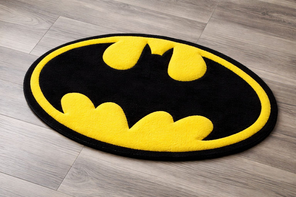 Premium Superhero Emblem Rug – Handcrafted Oval Anime Rug for Modern Interiors - ruggybuggy