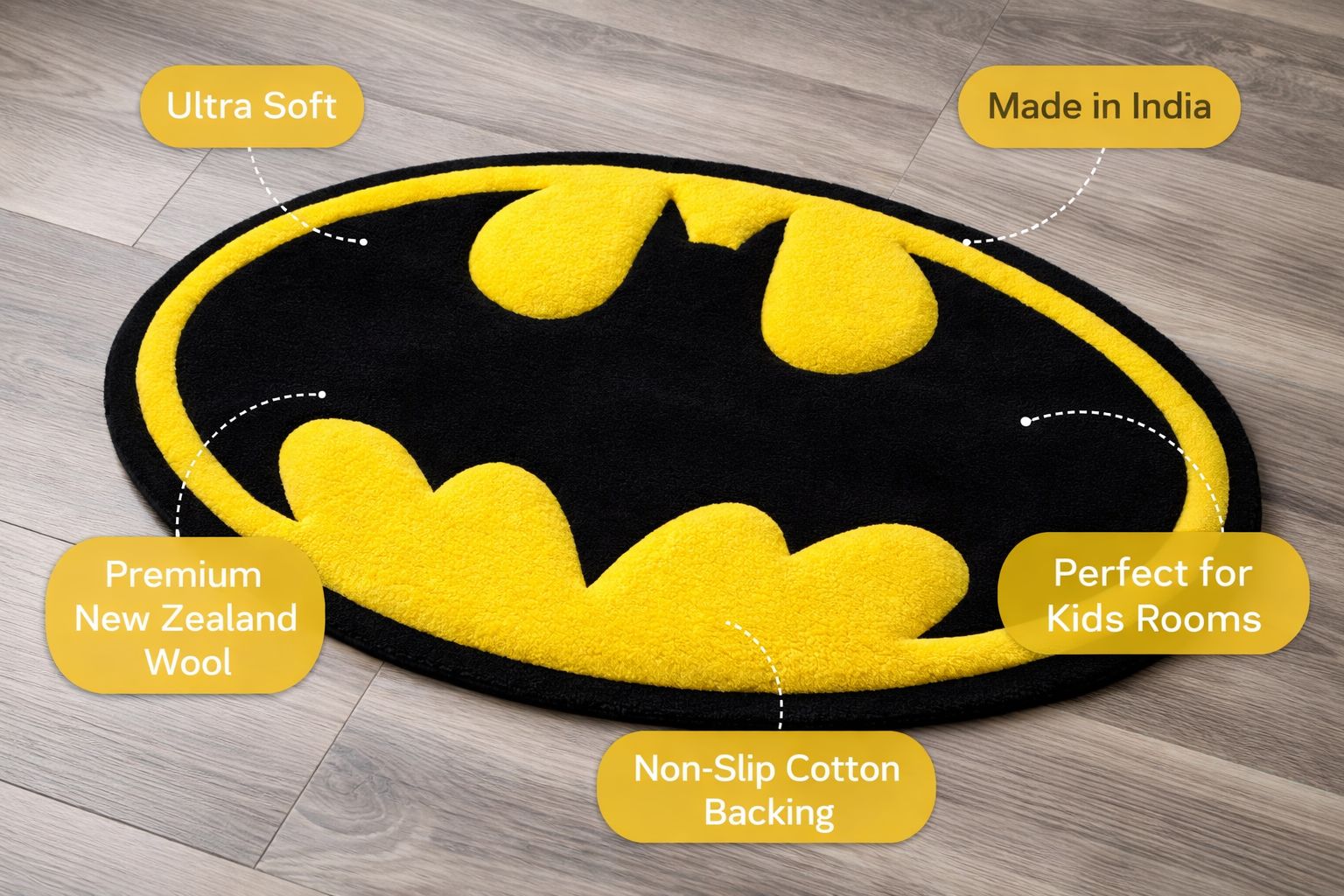 Premium Superhero Emblem Rug – Handcrafted Oval Anime Rug for Modern Interiors - ruggybuggy
