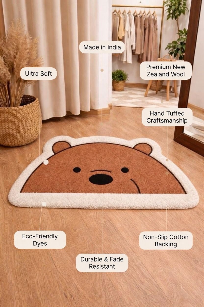 Premium We Bear Bears Grizzley Rug – Handcrafted Floor Rug for Modern Homes - ruggybuggy