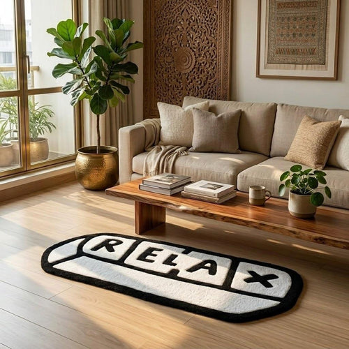 "RELAX" 3D Pill Handcrafted Premium Statement Rug - ruggybuggy