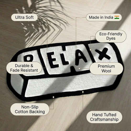"RELAX" 3D Pill Handcrafted Premium Statement Rug - ruggybuggy
